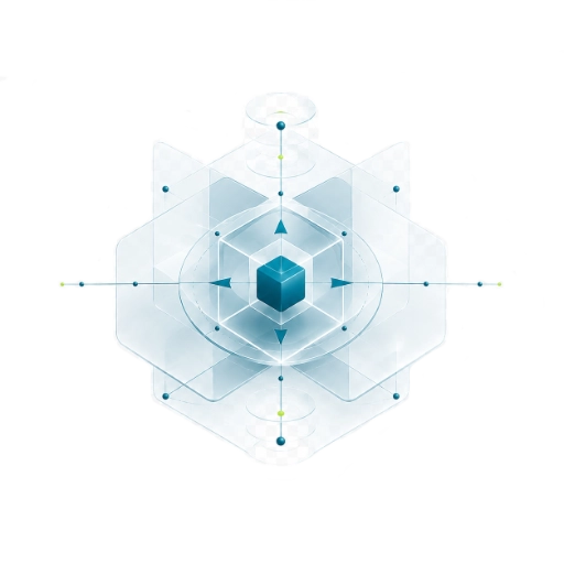 Abstraktes xthink Object für Operational Discovery mit fokussierter Struktur und Orientierungselementen.